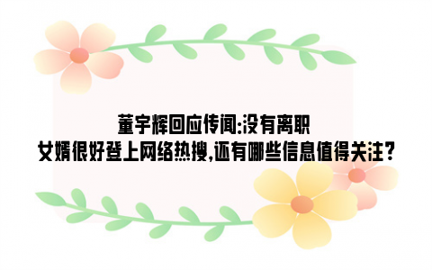 董宇辉回应传闻：没有离职 女婿很好登上网络热搜，还有哪些信息值得关注？
