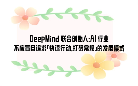 DeepMind 联合创始人：AI 行业不应盲目追求「快速行动，打破常规」的发展模式