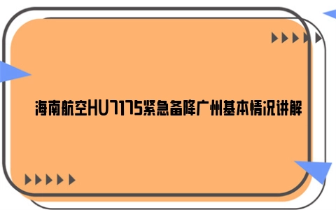 海南航空HU7175紧急备降广州基本情况讲解