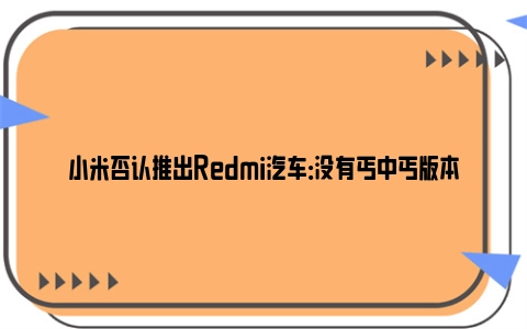 小米否认推出Redmi汽车：没有丐中丐版本